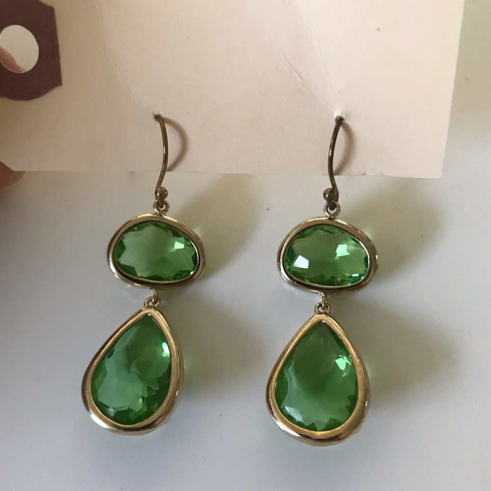 Faceted Green Glass Earrings